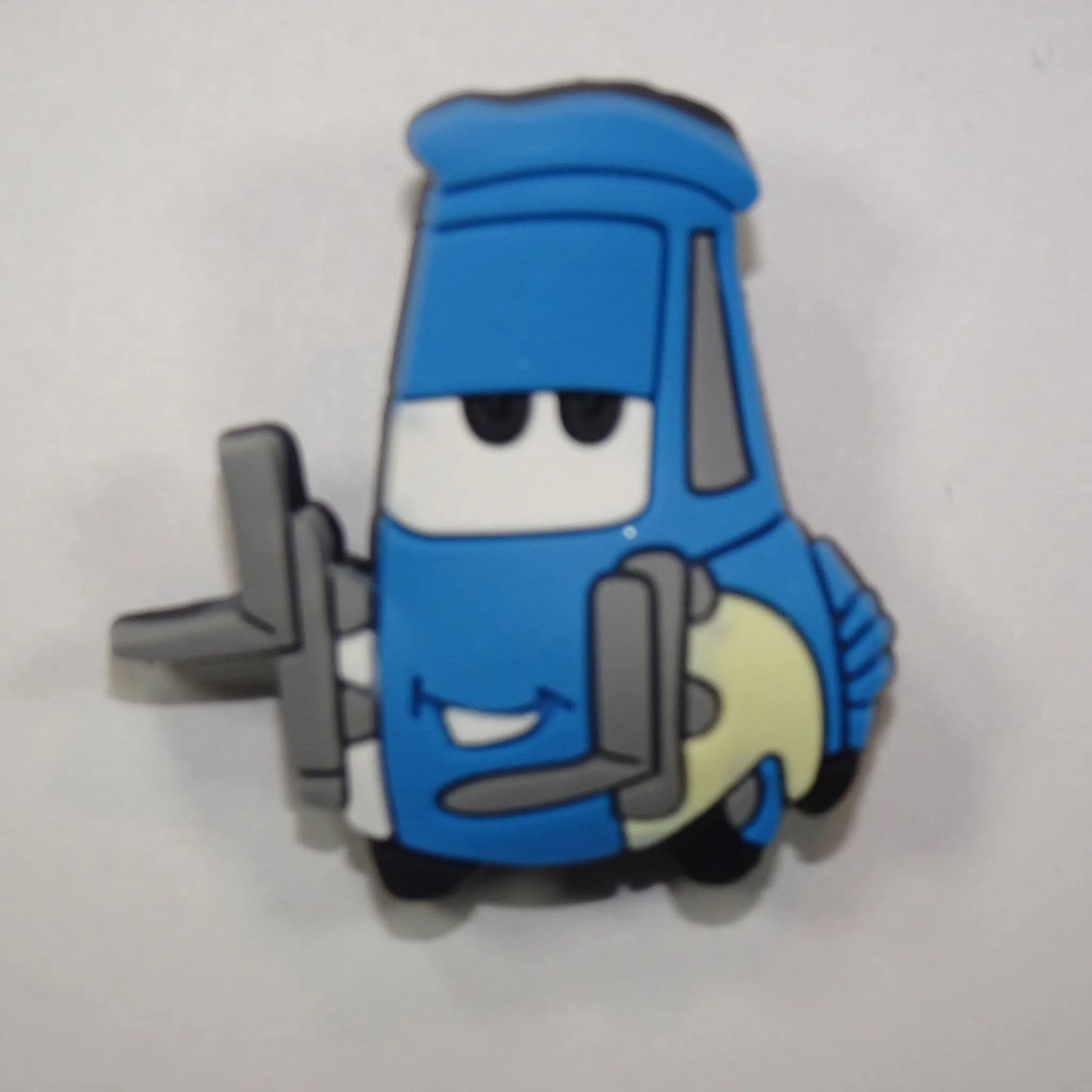 Cartoon Fork Lift Truck Blue With Face Shoe Charm