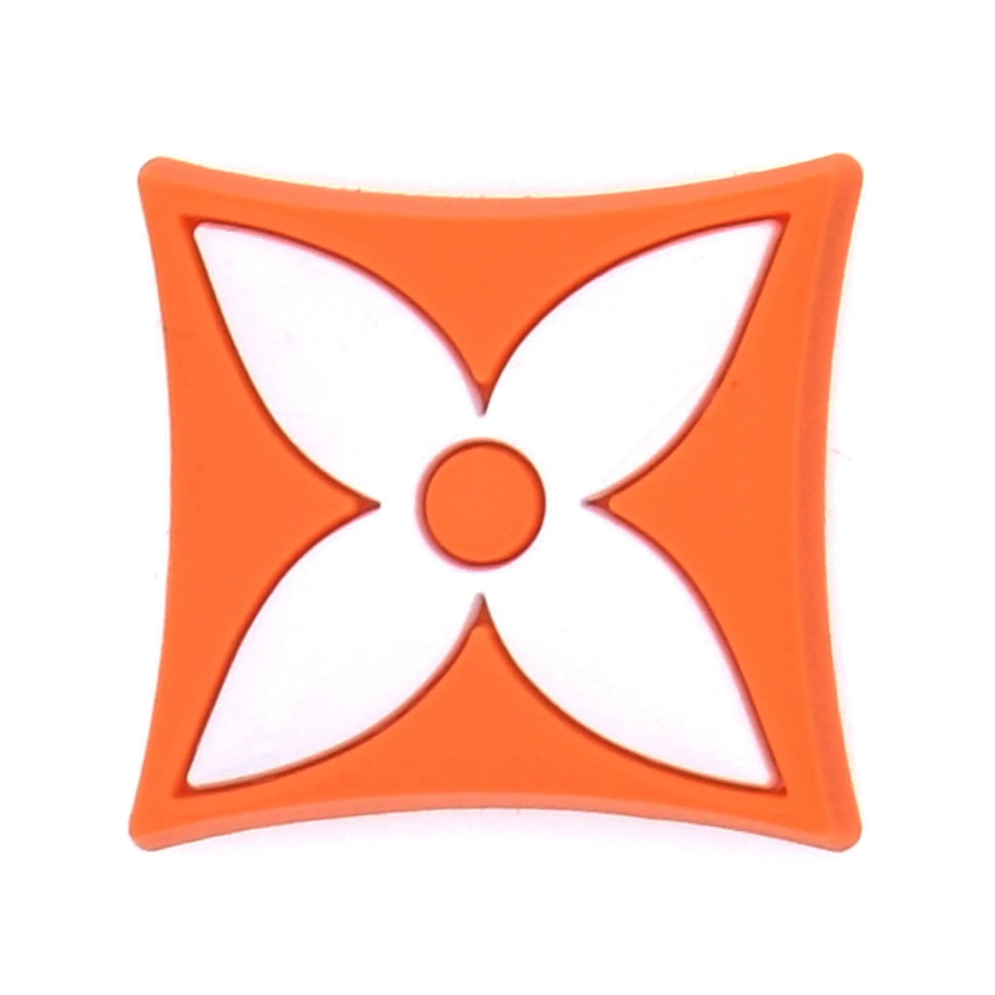 White 4 Point Flower On Square Orange Background Shoe Charm