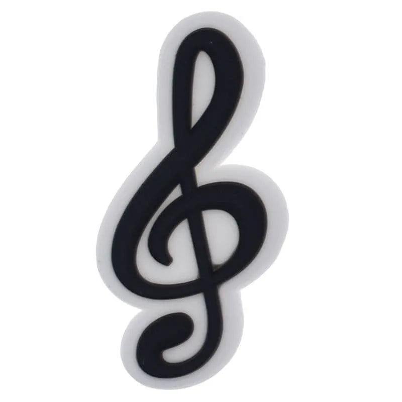 Treble Clef White/Black Shoe Charm