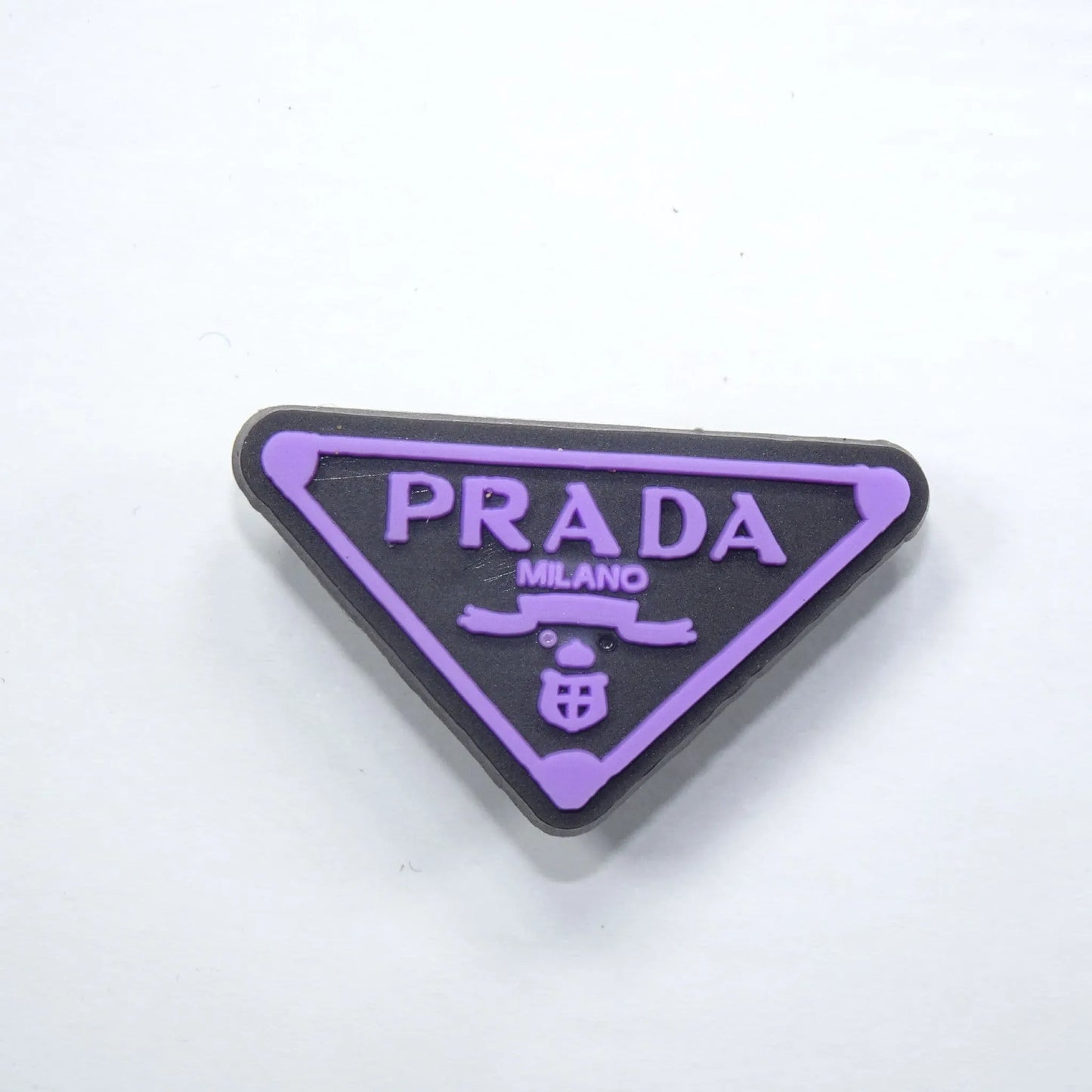 Prada Triplate Stylised Badge Logo Purple On Black Shoe Charm