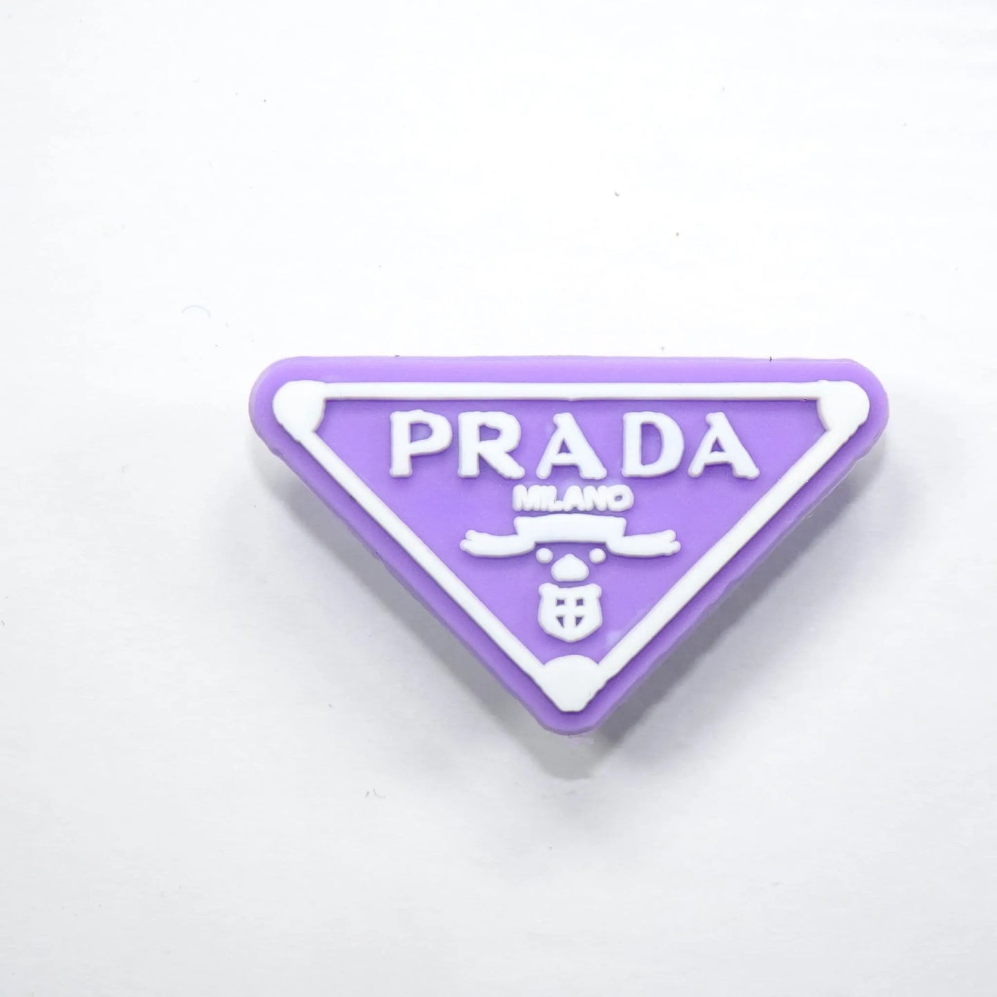 Prada Triplate Stylised Badge Logo White On Purple Shoe Charm