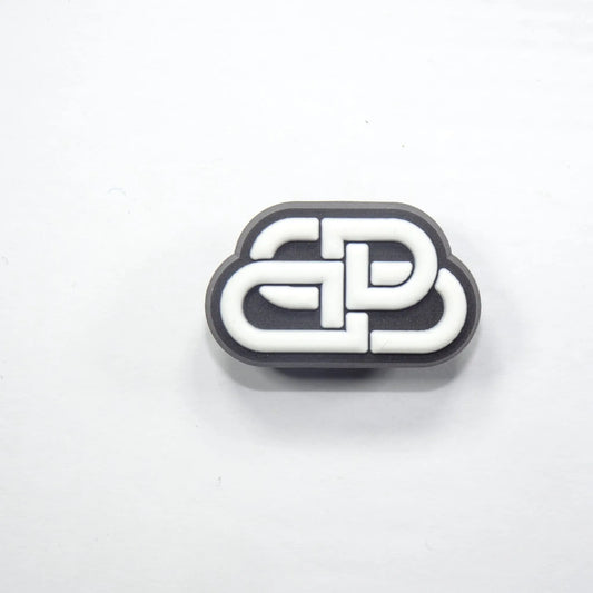 Balenciaga Stylised Bar Logo White On Black Shoe Charm