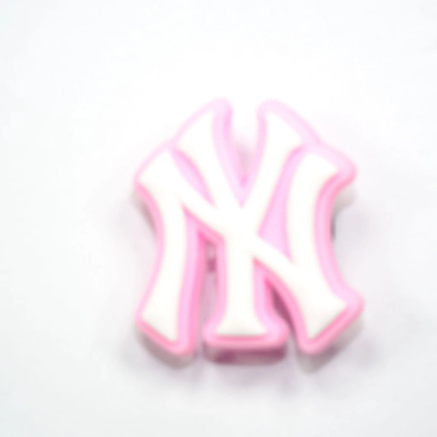 Ny New York Yankees Football Badge Logo White On Pink Shoe Charm