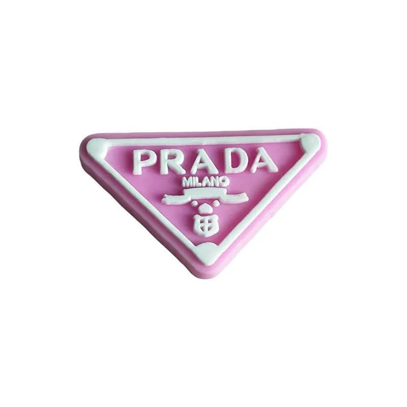 Prada Triplate Stylised Badge White On Pink Shoe Charm
