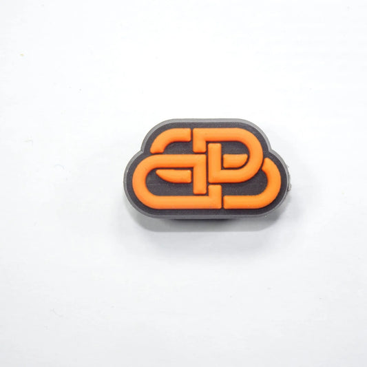 Balenciaga Stylised Bar Logo Orange On Black Shoe Charm