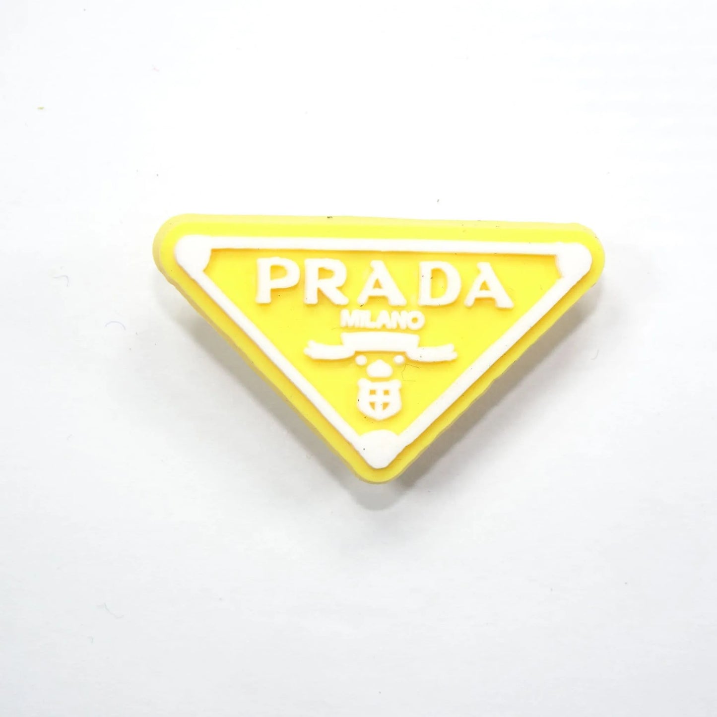 Prada Triplate Stylised Badge Logo White On Yellow Shoe Charm