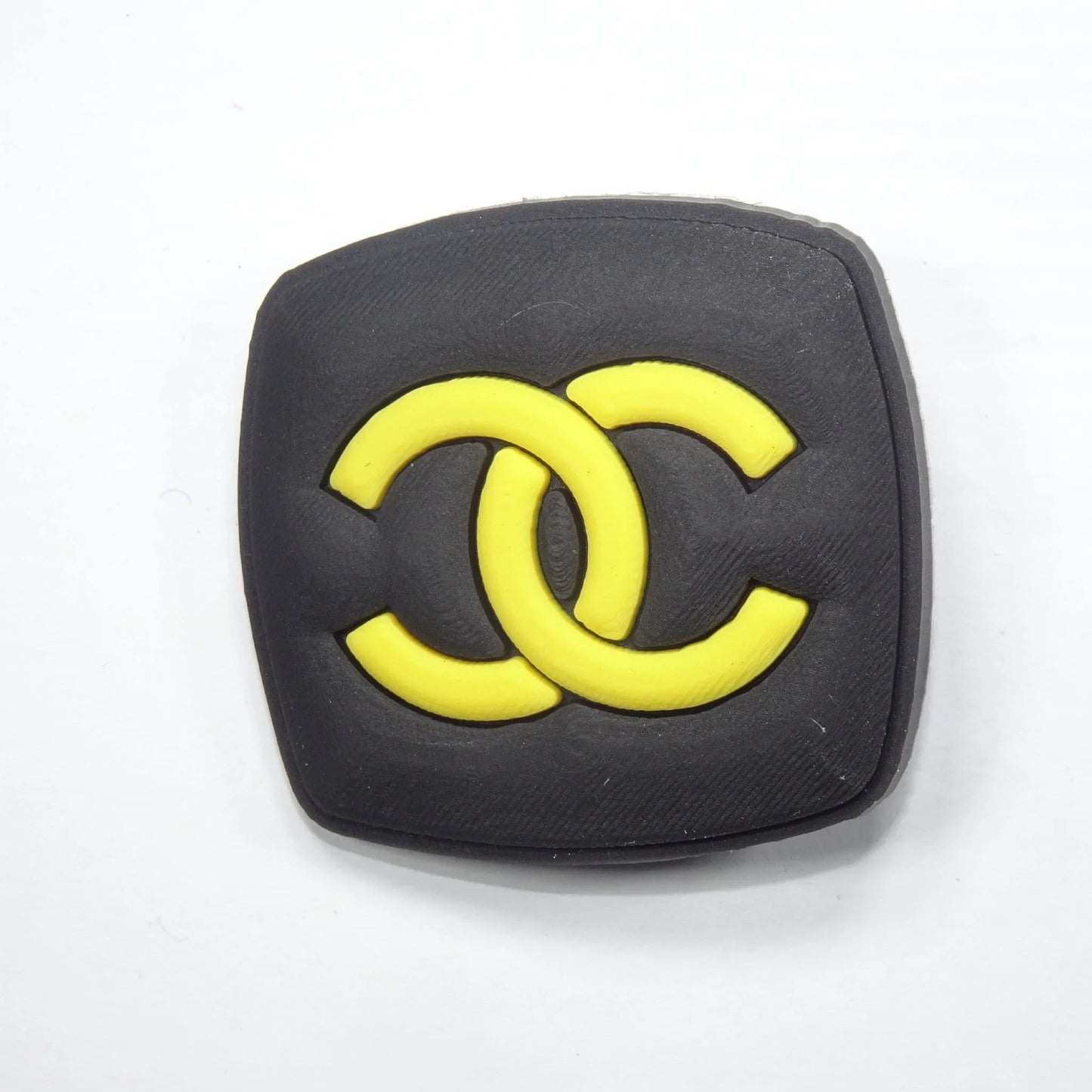 Chanel Double C Badge Logo Yellow On Black Shoe Charm