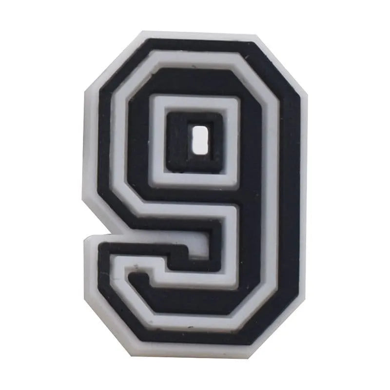 Black and White with Grey Number Shoe Charms