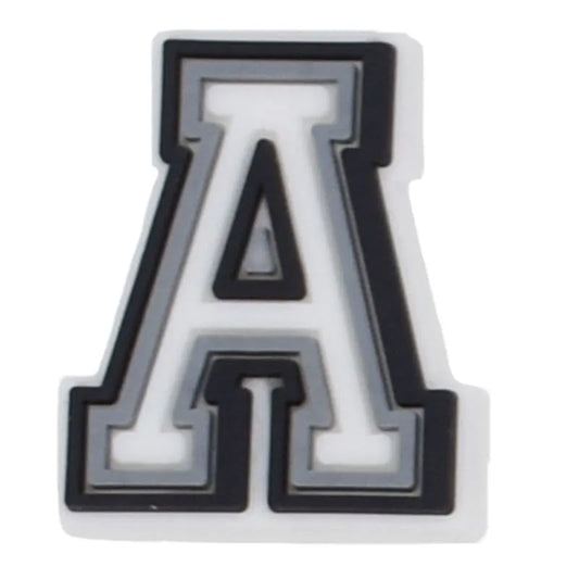 Shoe charm - A-Z CAPITAL LETTERS, Black border with white letters