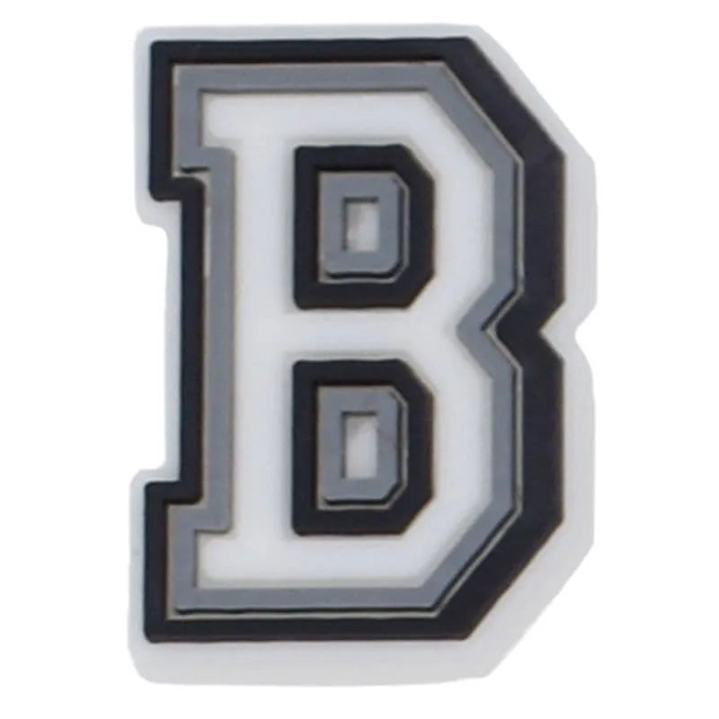 Shoe charm - A-Z CAPITAL LETTERS, Black border with white letters