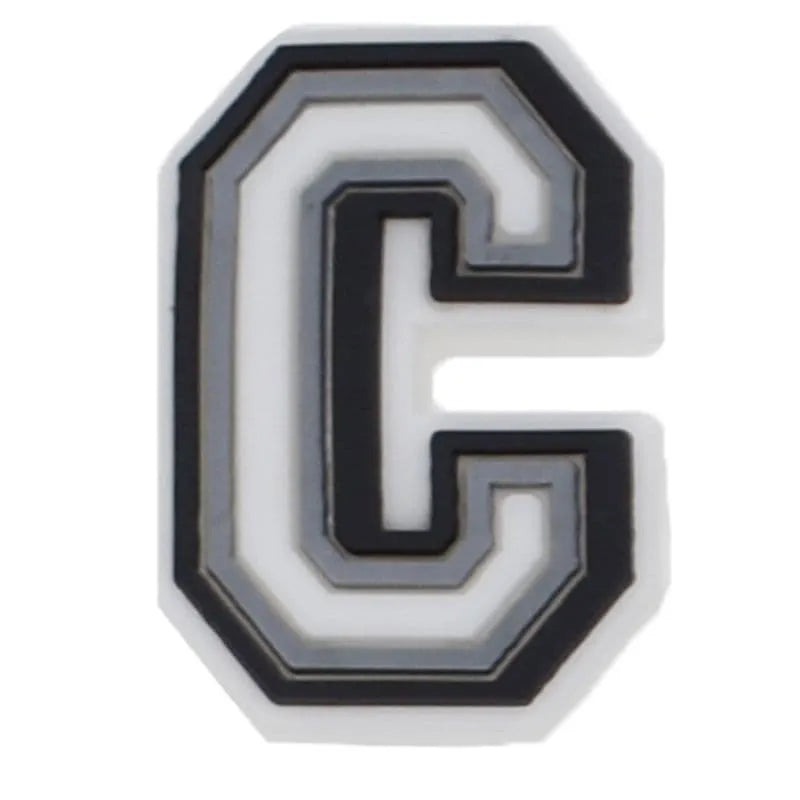 Shoe charm - A-Z CAPITAL LETTERS, Black border with white letters