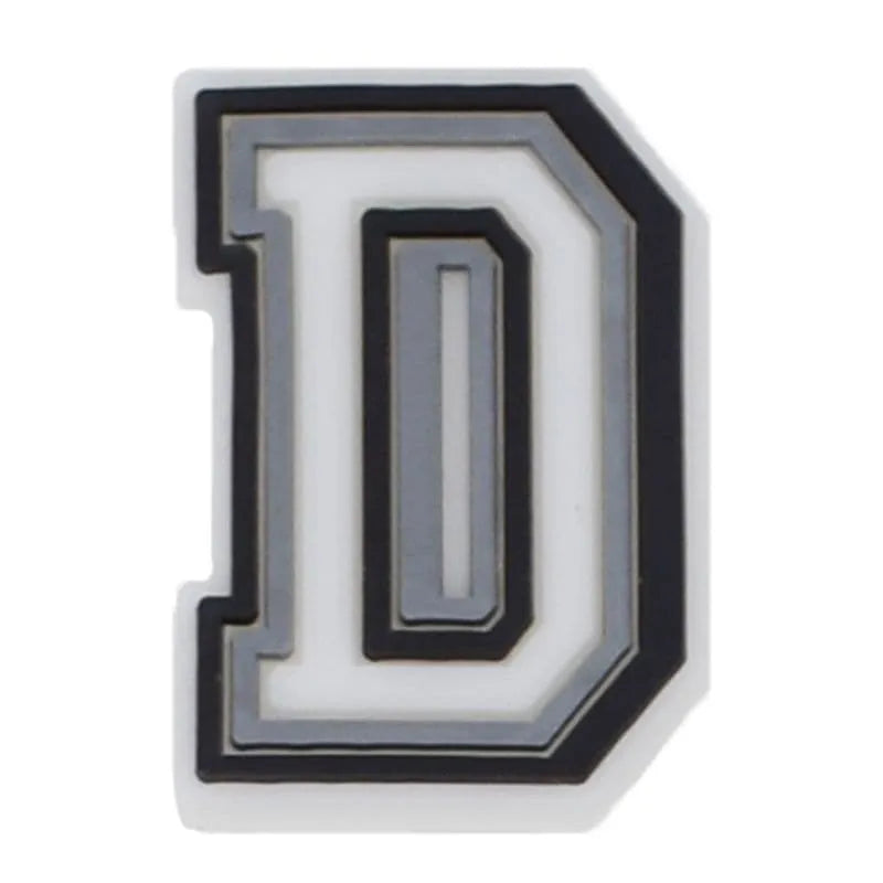 Shoe charm - A-Z CAPITAL LETTERS, Black border with white letters