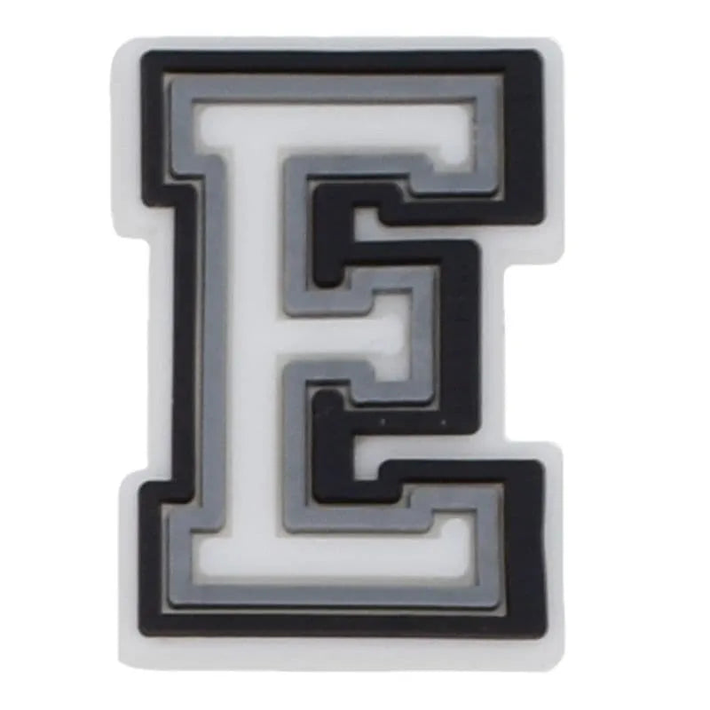 Shoe charm - A-Z CAPITAL LETTERS, Black border with white letters