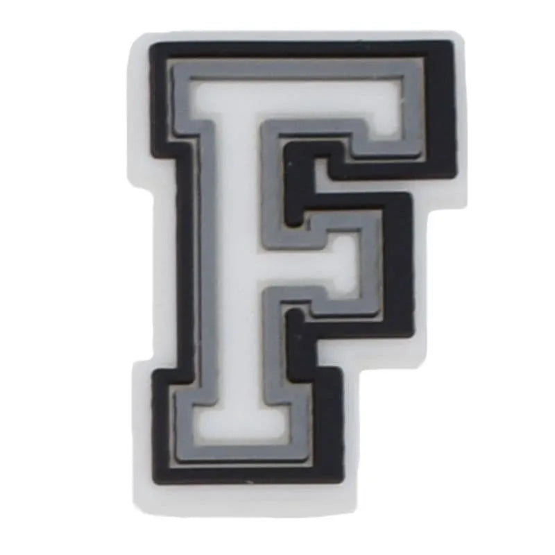 Shoe charm - A-Z CAPITAL LETTERS, Black border with white letters