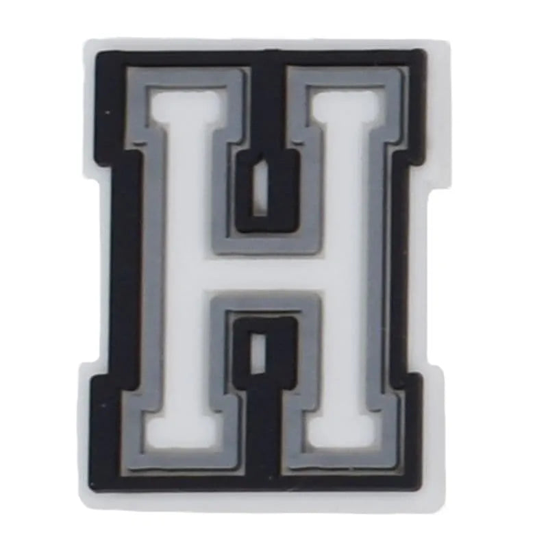 Shoe charm - A-Z CAPITAL LETTERS, Black border with white letters
