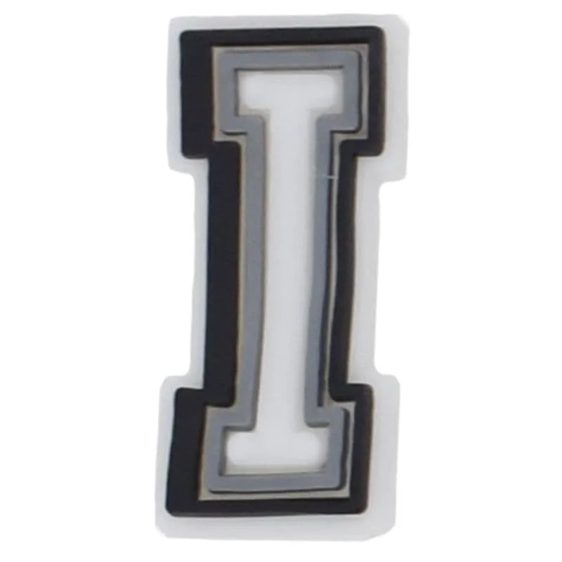 Shoe charm - A-Z CAPITAL LETTERS, Black border with white letters