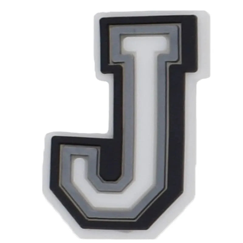 Shoe charm - A-Z CAPITAL LETTERS, Black border with white letters