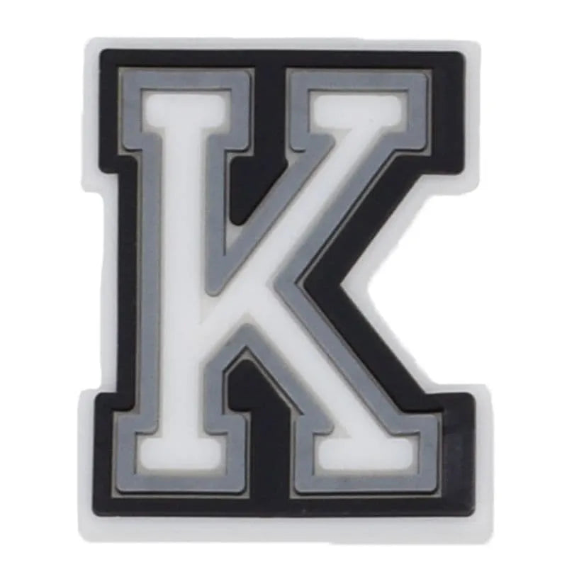 Shoe charm - A-Z CAPITAL LETTERS, Black border with white letters