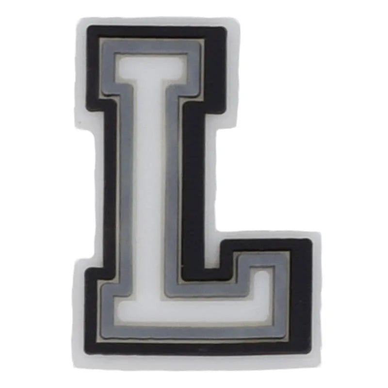 Shoe charm - A-Z CAPITAL LETTERS, Black border with white letters