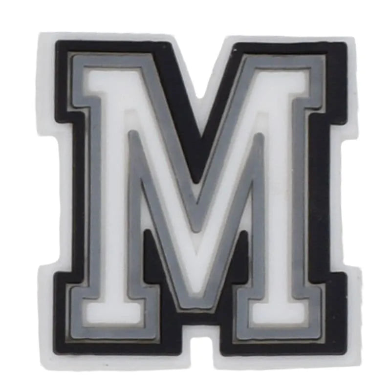 Shoe charm - A-Z CAPITAL LETTERS, Black border with white letters
