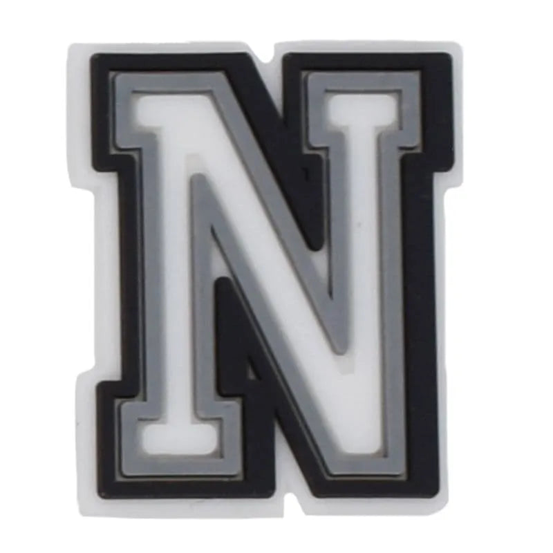 Shoe charm - A-Z CAPITAL LETTERS, Black border with white letters