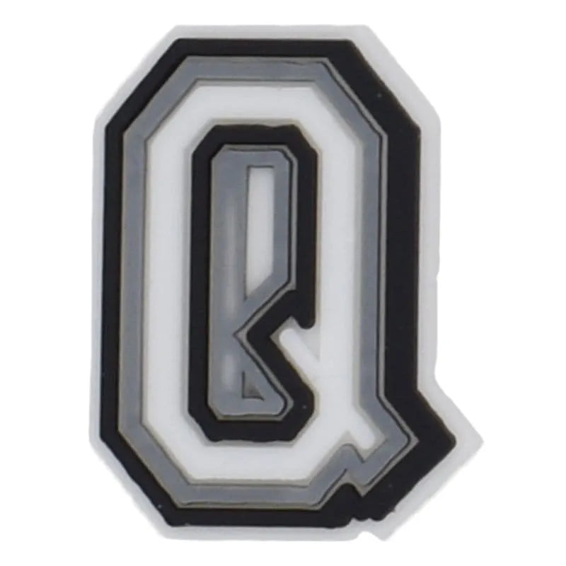 Shoe charm - A-Z CAPITAL LETTERS, Black border with white letters