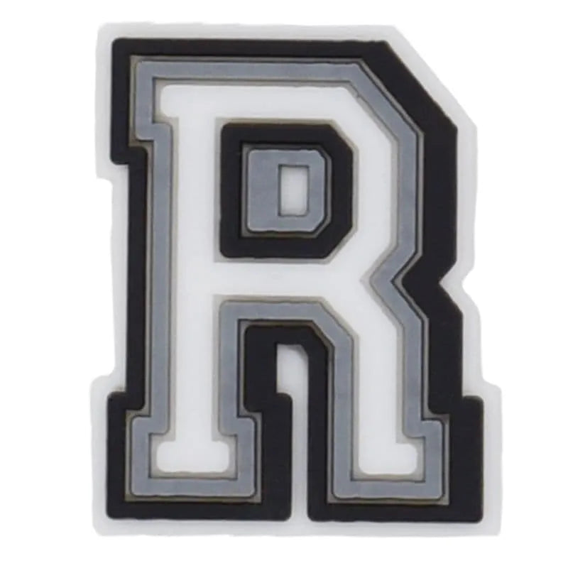Shoe charm - A-Z CAPITAL LETTERS, Black border with white letters