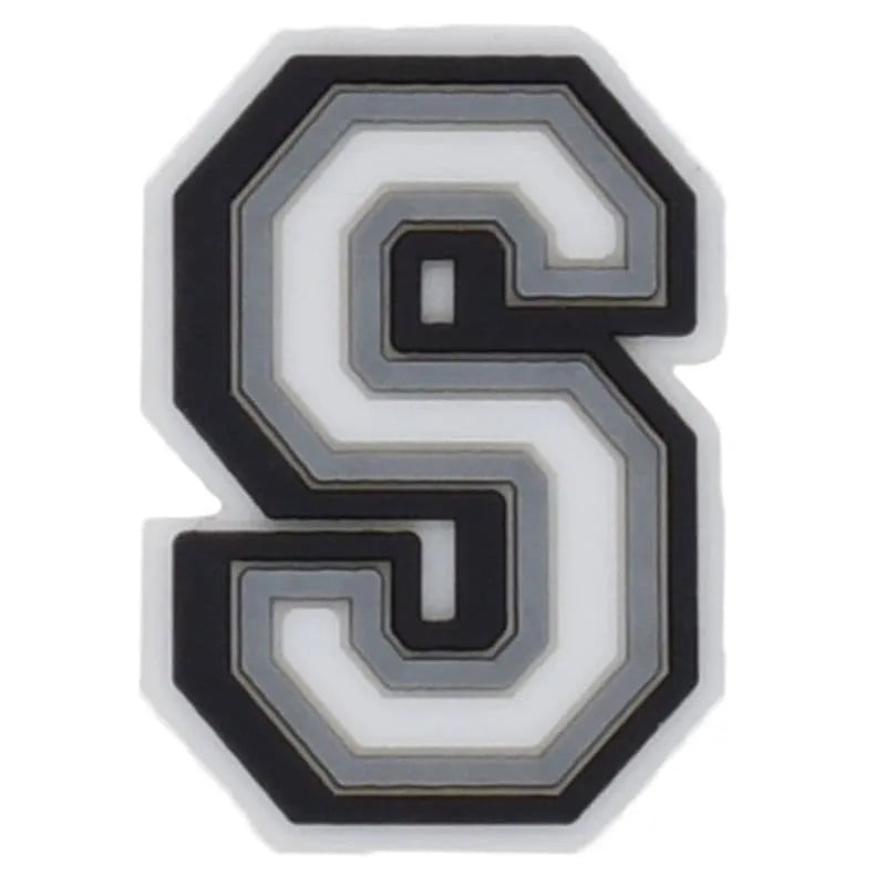 Shoe charm - A-Z CAPITAL LETTERS, Black border with white letters