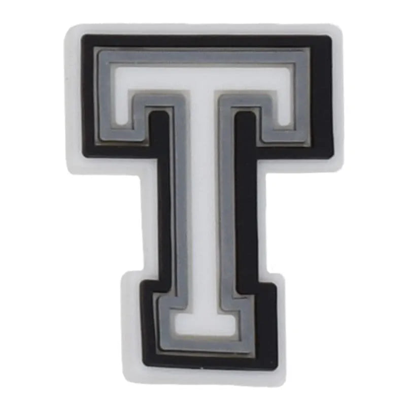 Shoe charm - A-Z CAPITAL LETTERS, Black border with white letters