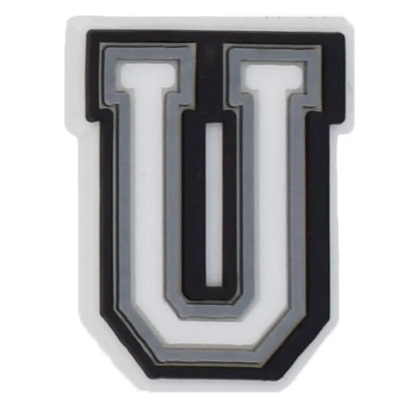 Shoe charm - A-Z CAPITAL LETTERS, Black border with white letters
