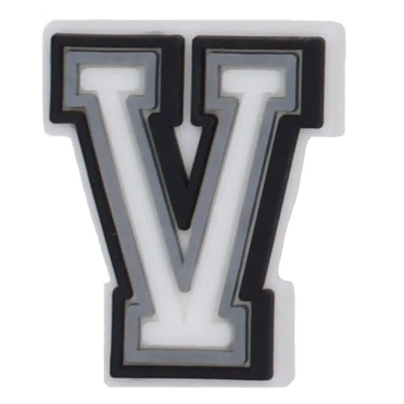 Shoe charm - A-Z CAPITAL LETTERS, Black border with white letters