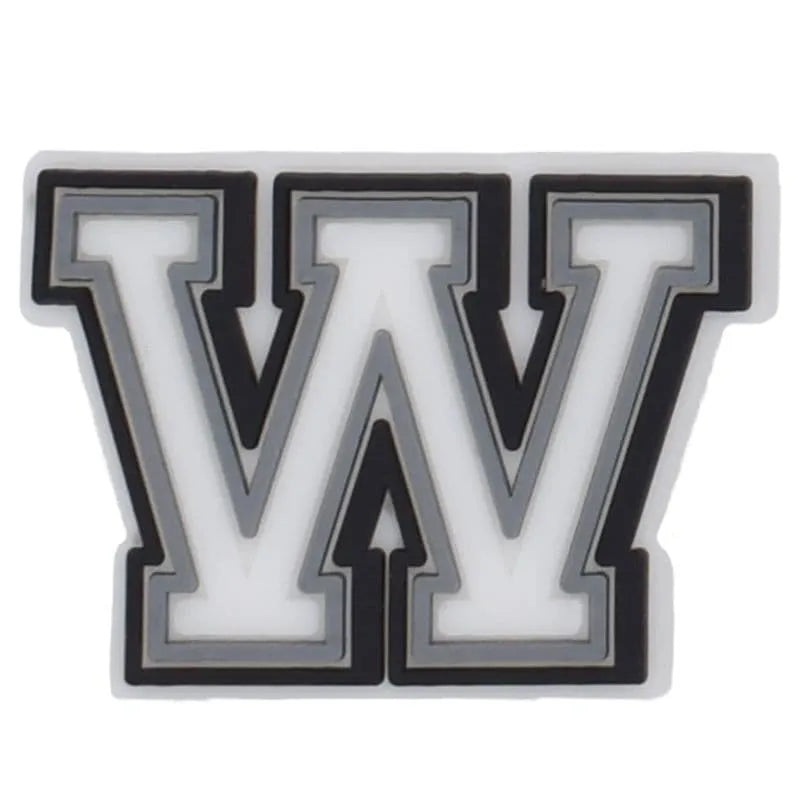 Shoe charm - A-Z CAPITAL LETTERS, Black border with white letters