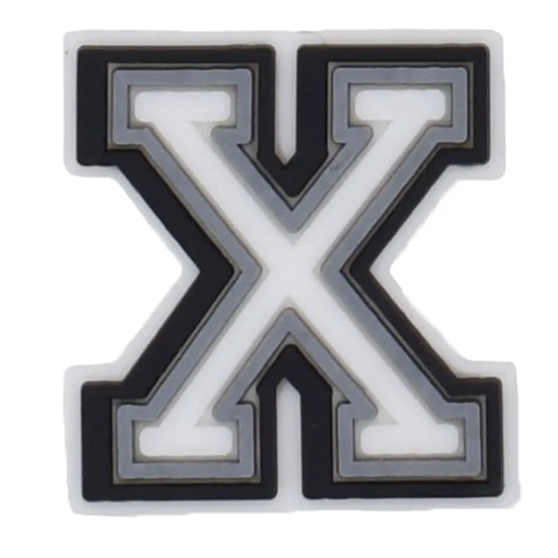 Shoe charm - A-Z CAPITAL LETTERS, Black border with white letters