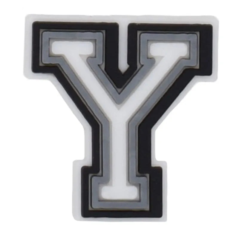 Shoe charm - A-Z CAPITAL LETTERS, Black border with white letters