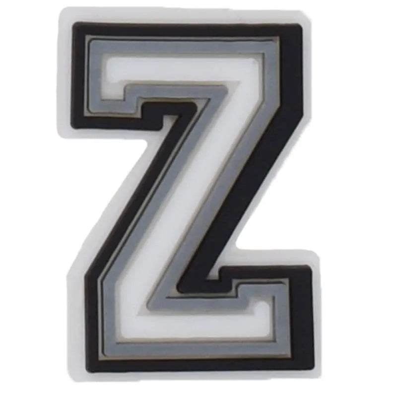 Shoe charm - A-Z CAPITAL LETTERS, Black border with white letters