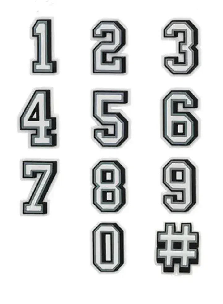 Black and White Number Shoe Charms