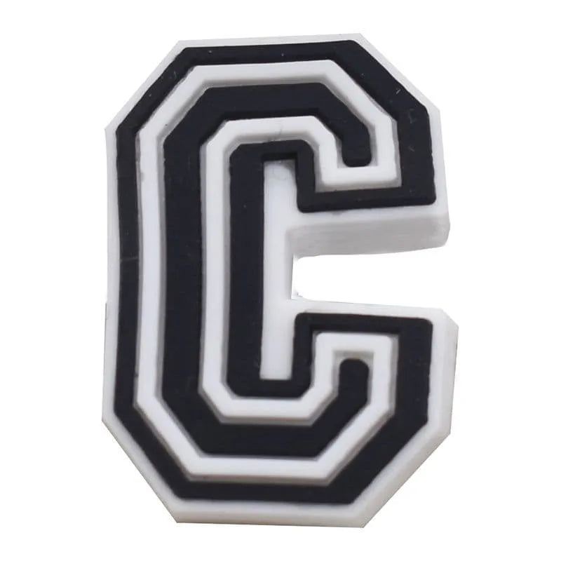 Shoe charm - A-Z CAPITAL LETTERS, Black on White