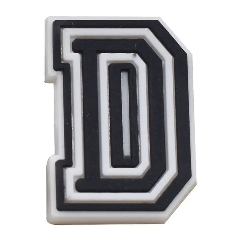 Shoe charm - A-Z CAPITAL LETTERS, Black on White