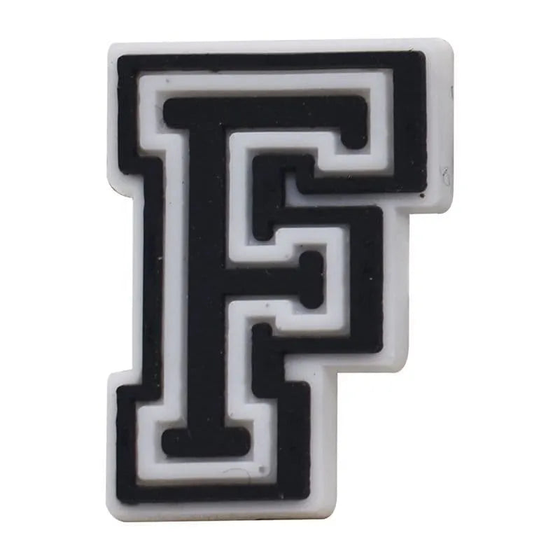 Shoe charm - A-Z CAPITAL LETTERS, Black on White