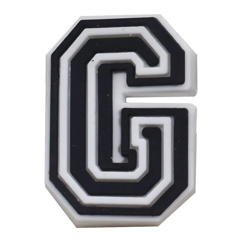 Shoe charm - A-Z CAPITAL LETTERS, Black on White