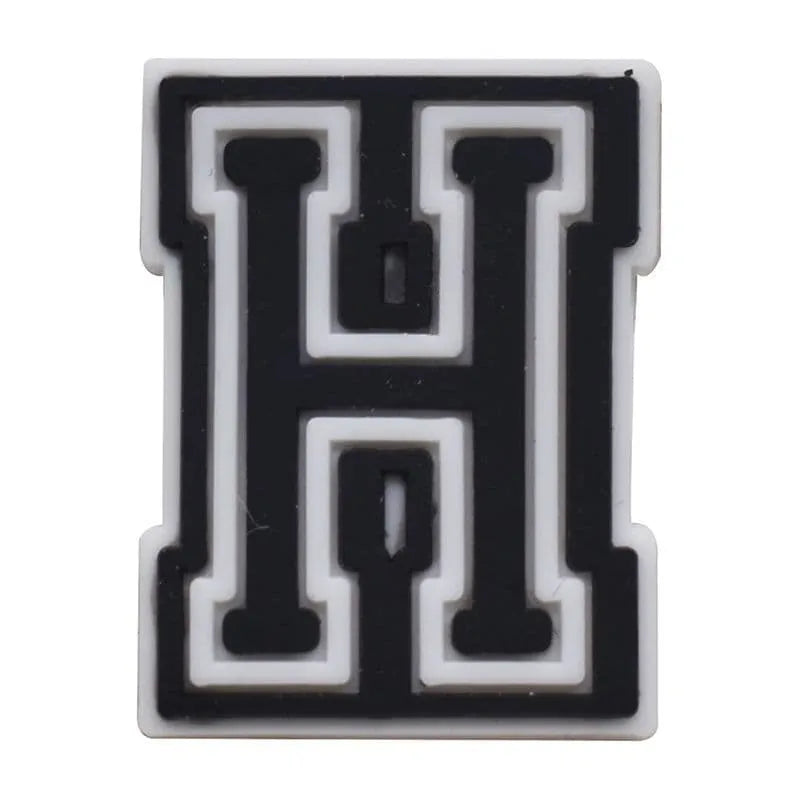 Shoe charm - A-Z CAPITAL LETTERS, Black on White