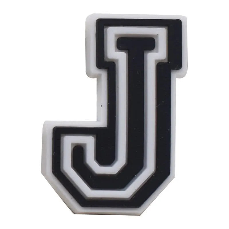 Shoe charm - A-Z CAPITAL LETTERS, Black on White