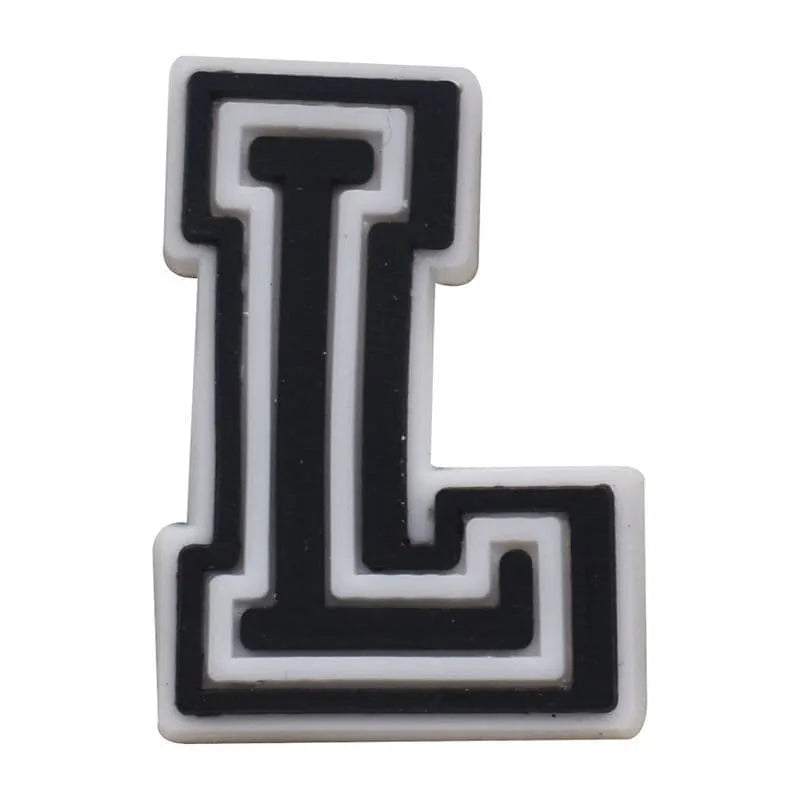 Shoe charm - A-Z CAPITAL LETTERS, Black on White