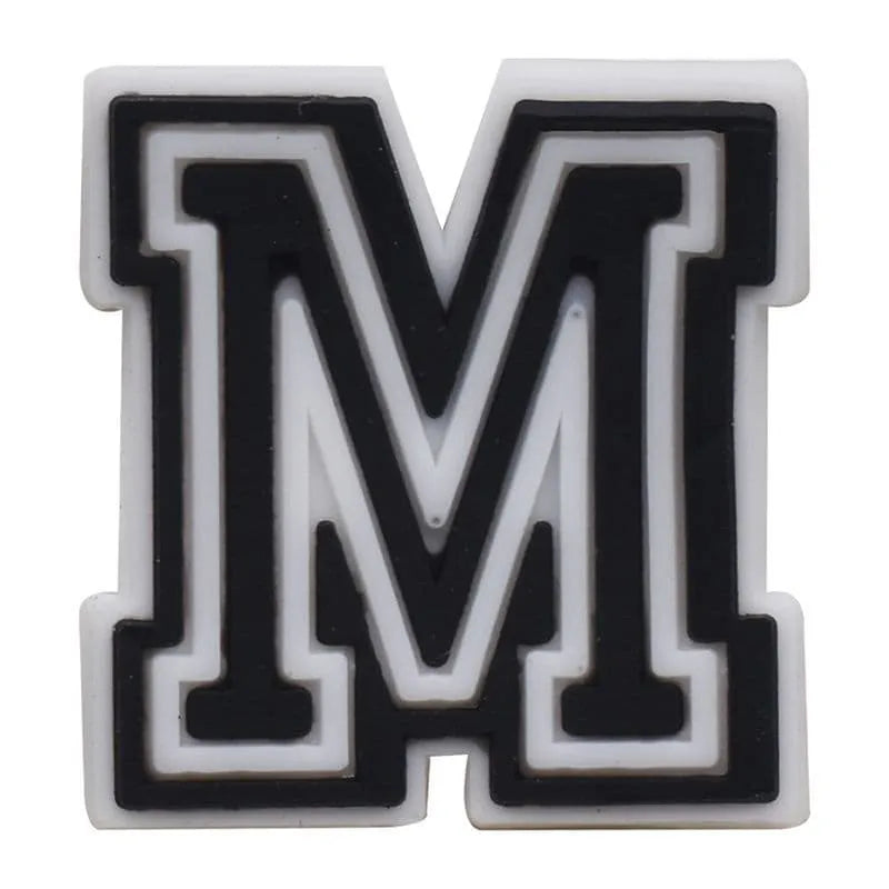 Shoe charm - A-Z CAPITAL LETTERS, Black on White