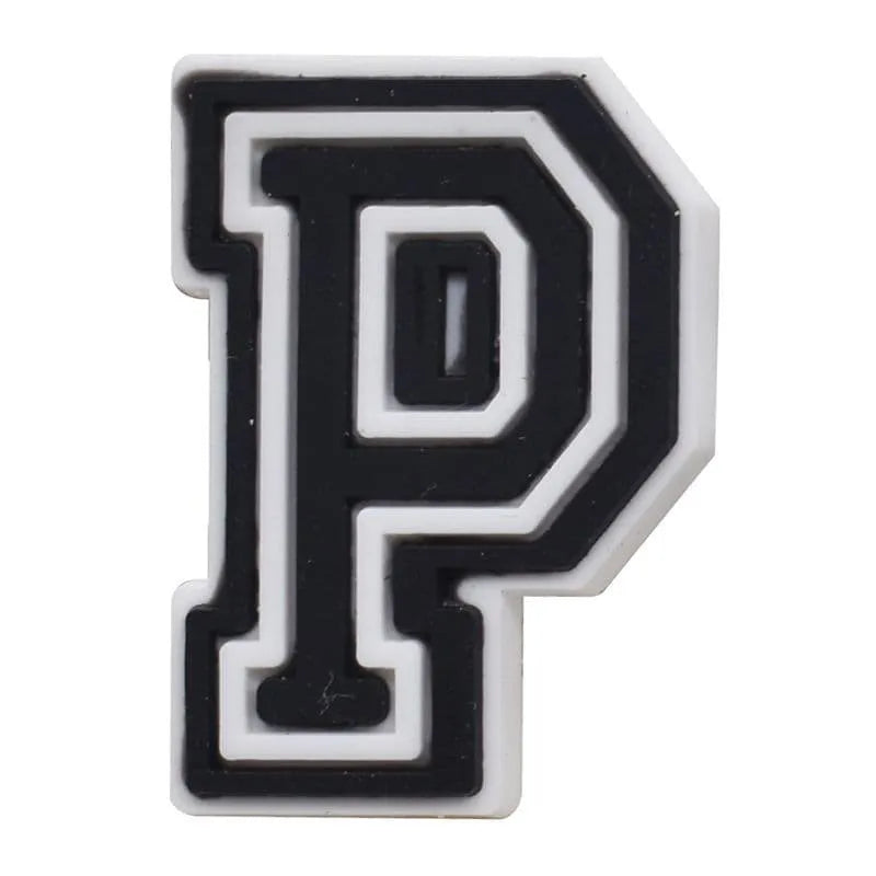 Shoe charm - A-Z CAPITAL LETTERS, Black on White