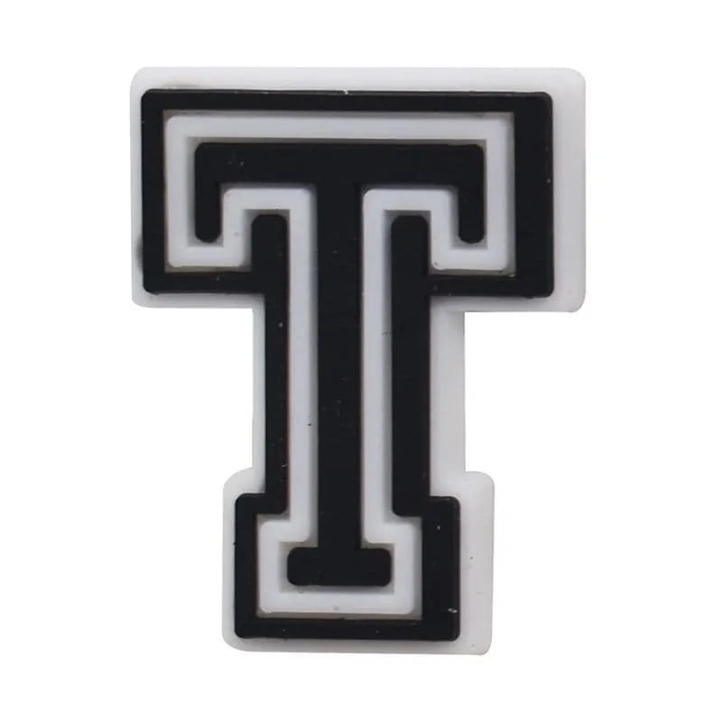 Shoe charm - A-Z CAPITAL LETTERS, Black on White