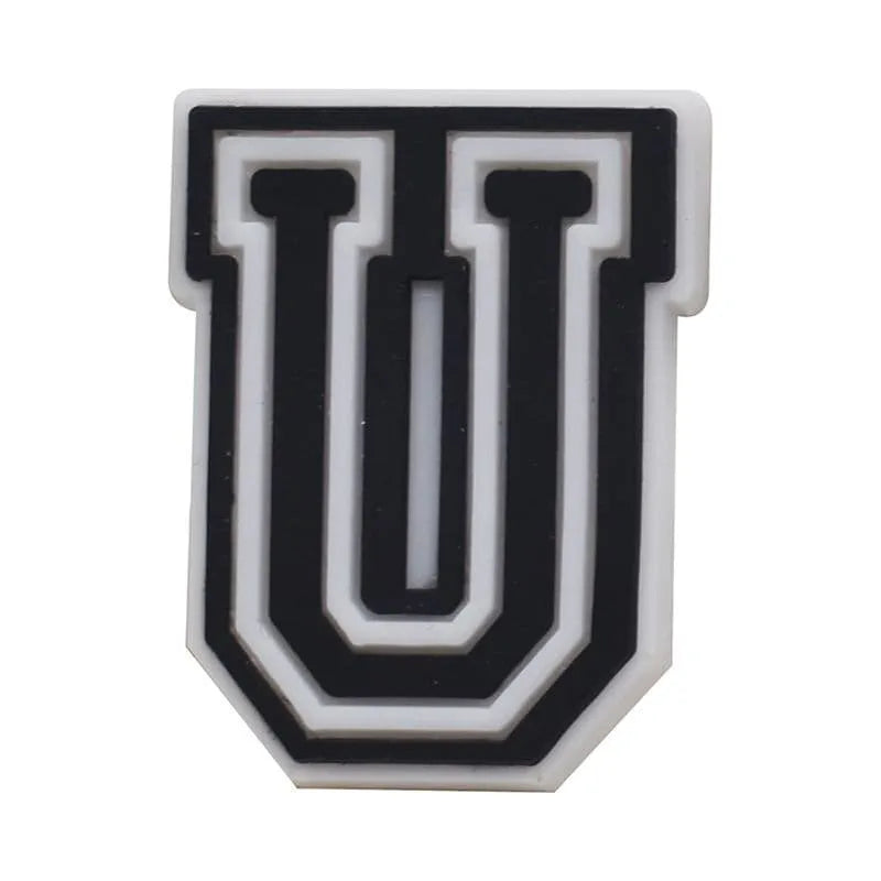 Shoe charm - A-Z CAPITAL LETTERS, Black on White