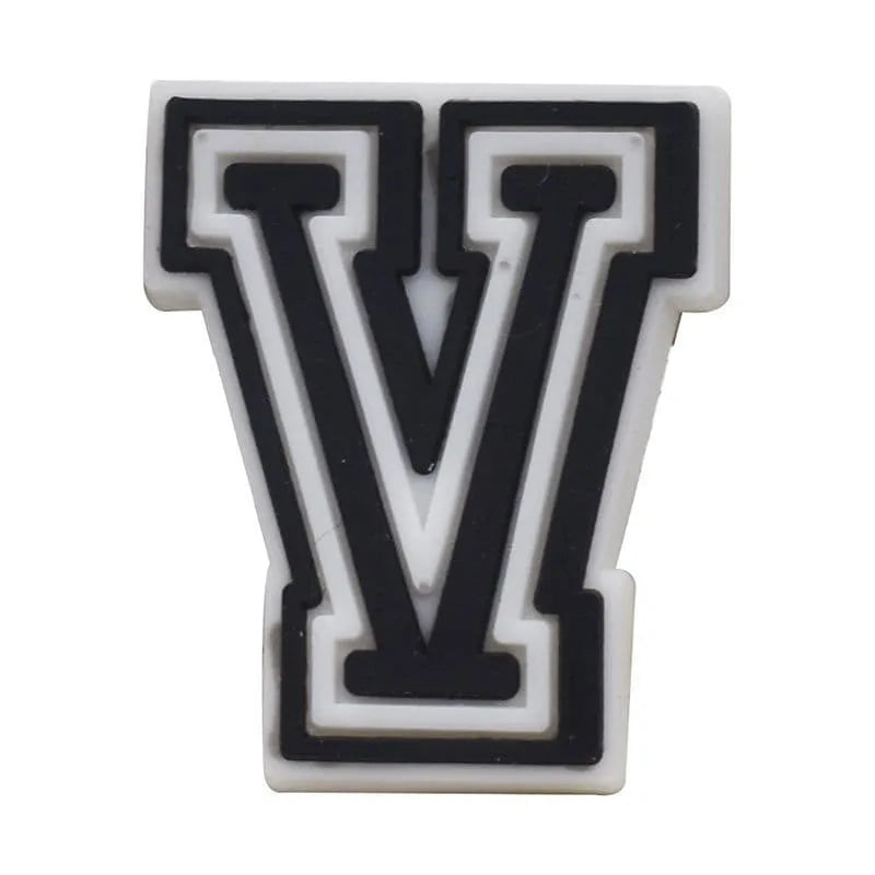 Shoe charm - A-Z CAPITAL LETTERS, Black on White