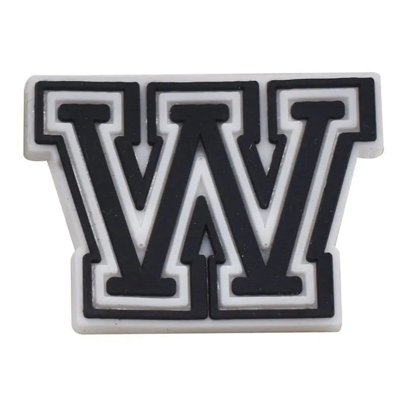 Shoe charm - A-Z CAPITAL LETTERS, Black on White