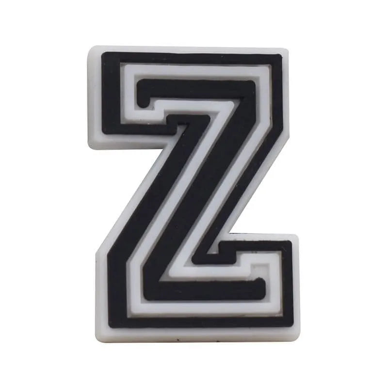 Shoe charm - A-Z CAPITAL LETTERS, Black on White